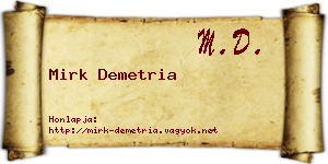 Mirk Demetria névjegykártya